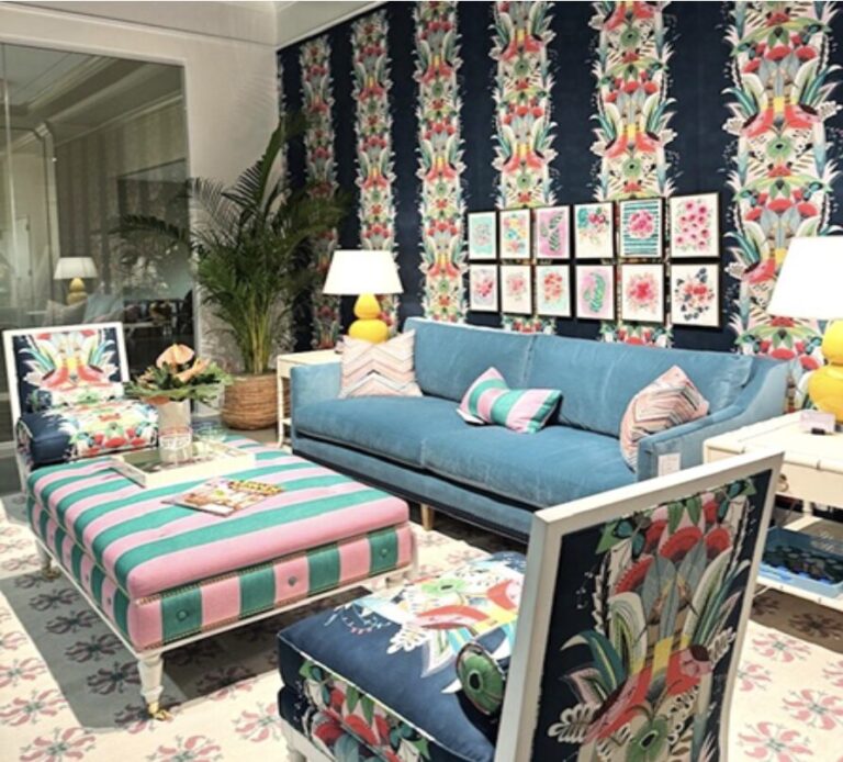 Tropical Living Room With Bold Spring Patterns Tropical Living Room With Bold Spring Patterns
