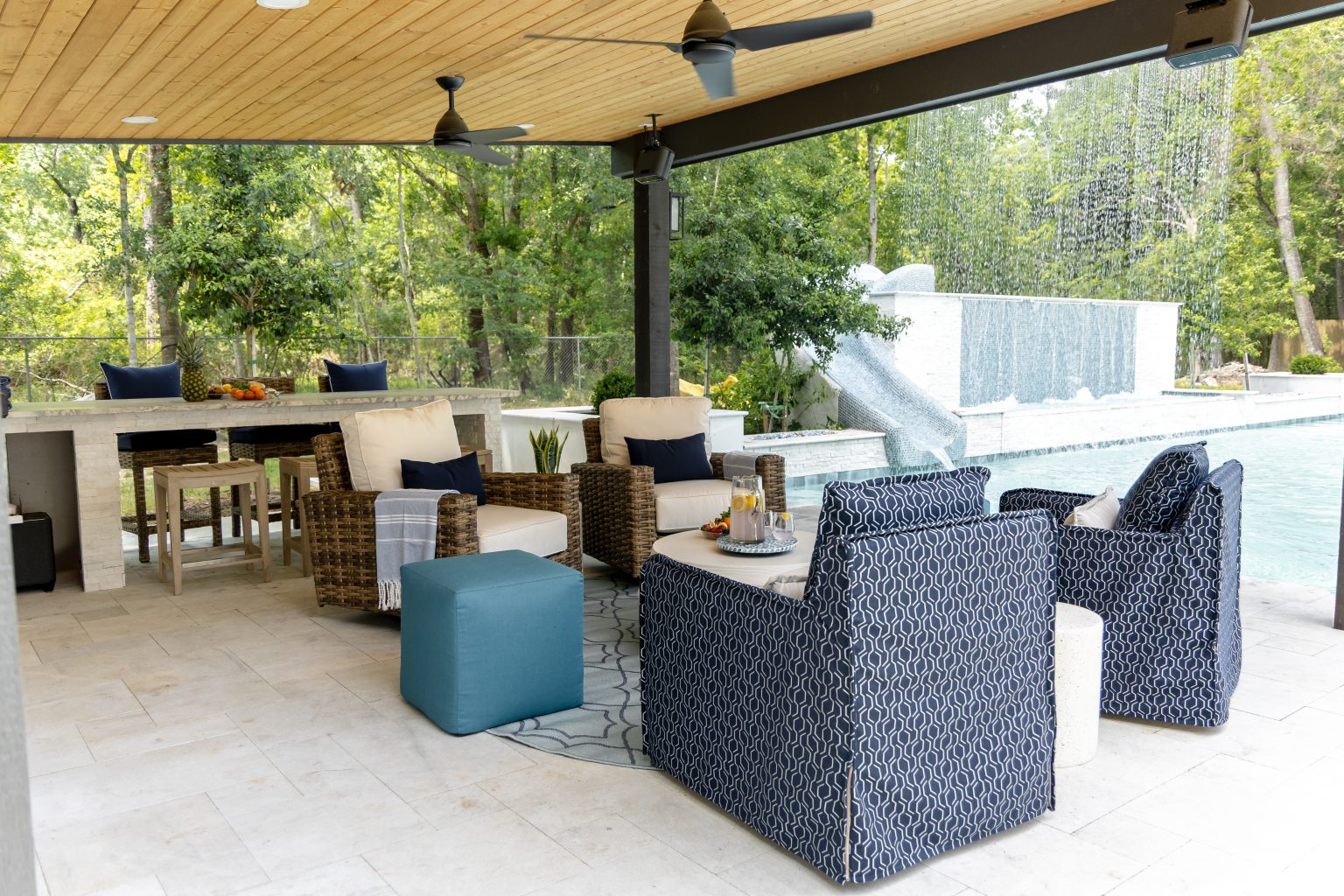Poolside Covered Patio Outdoor Design